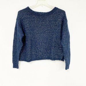 Joie Blue Gold Sparkle Crewneck Sweater SM